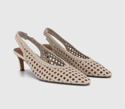 Marais Basket Weave Slingback Court Heels