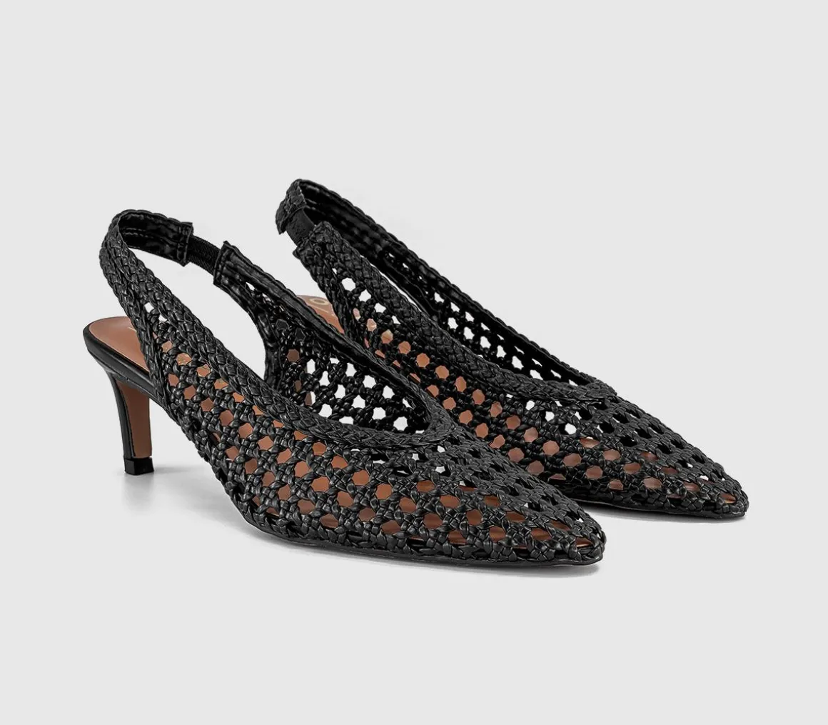Marais Basket Weave Slingback Court Heels