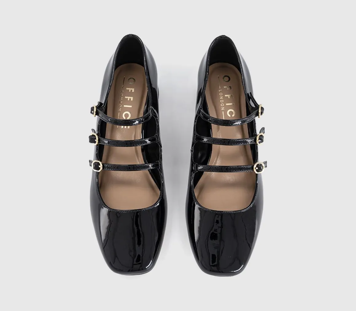 Marcie Triple Strap Heeled Mary Janes