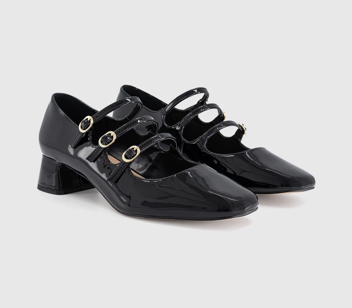 Marcie Triple Strap Heeled Mary Janes