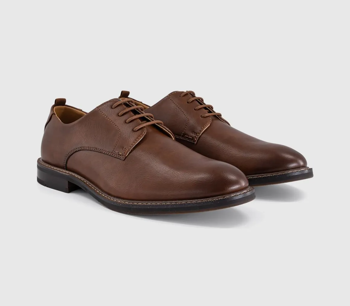 Marlborough Stitch Detail Plain Toe Derby Shoes