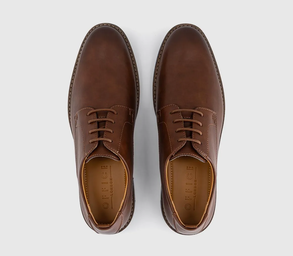 Marlborough Stitch Detail Plain Toe Derby Shoes