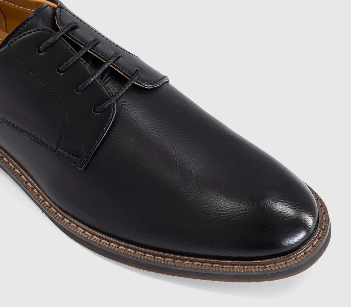 Marlborough Stitch Detail Plain Toe Derby Shoes
