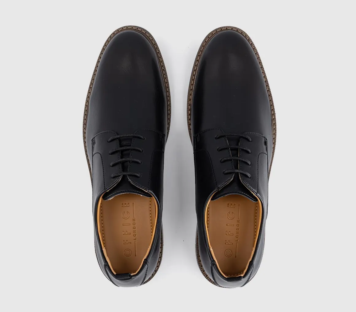 Marlborough Stitch Detail Plain Toe Derby Shoes