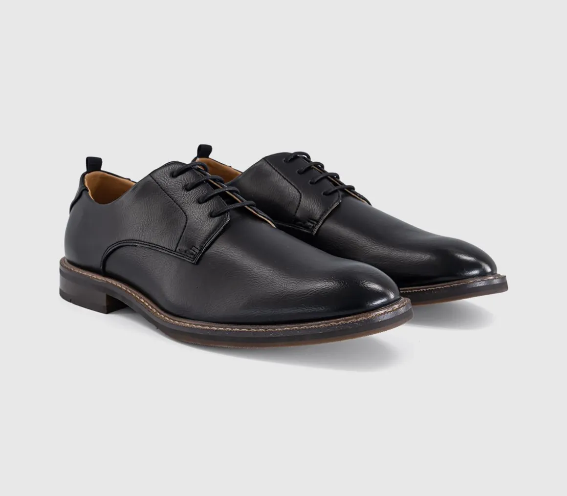 Marlborough Stitch Detail Plain Toe Derby Shoes