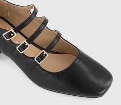 Marvellous Triple Stap Mary Jane Block Heels