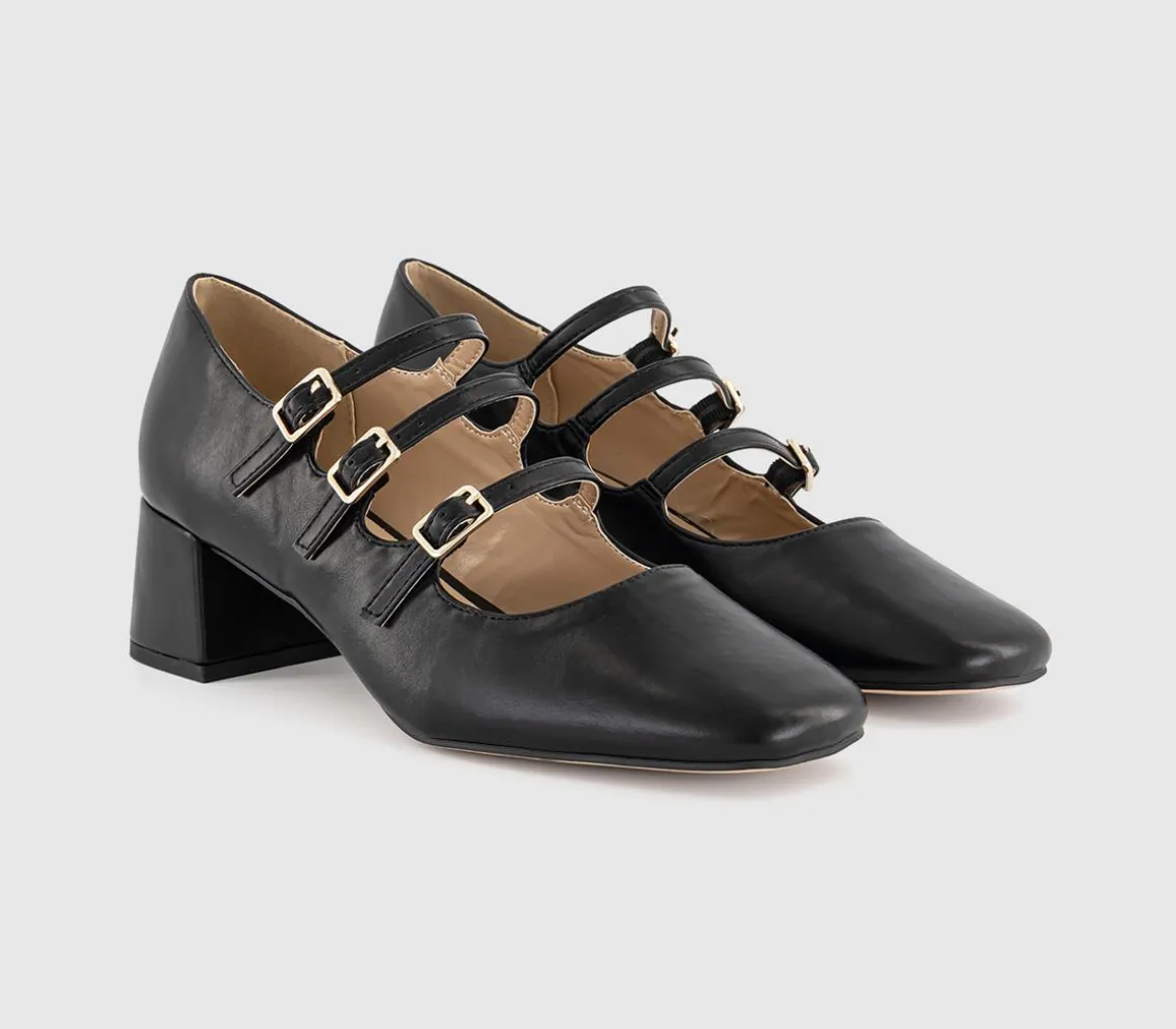Marvellous Triple Stap Mary Jane Block Heels