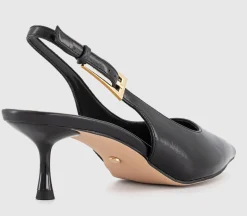 Metro Buckle Detail Slingback Kitten Heel