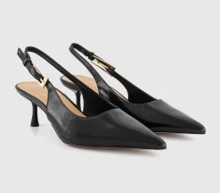 Metro Buckle Detail Slingback Kitten Heel