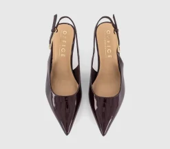 Metro Buckle Detail Slingback Kitten Heels