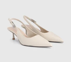 Metropolitan Buckle Detail Slingback Kitten Heels