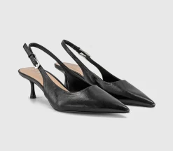 Metropolitan Buckle Detail Slingback Kitten Heels