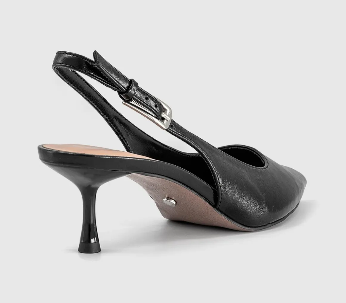 Metropolitan Buckle Detail Slingback Kitten Heels