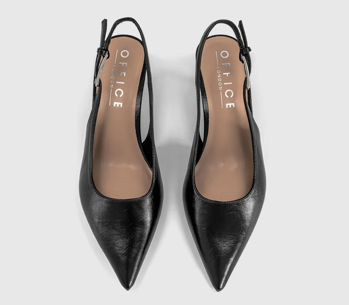 Metropolitan Buckle Detail Slingback Kitten Heels