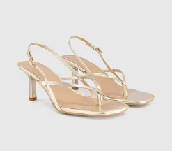 Mokka Toepost Slingback Heeled Sandals