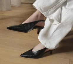 Monique High Vamp Slingback Kitten Heels Court