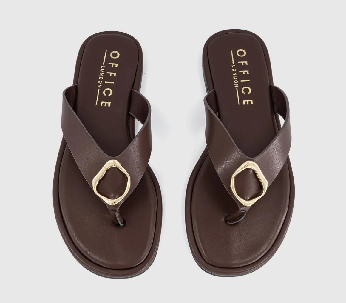 Saffron Metal Trim Detail Toepost Sandals