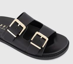 Shae Double Buckle Footbed Sliders