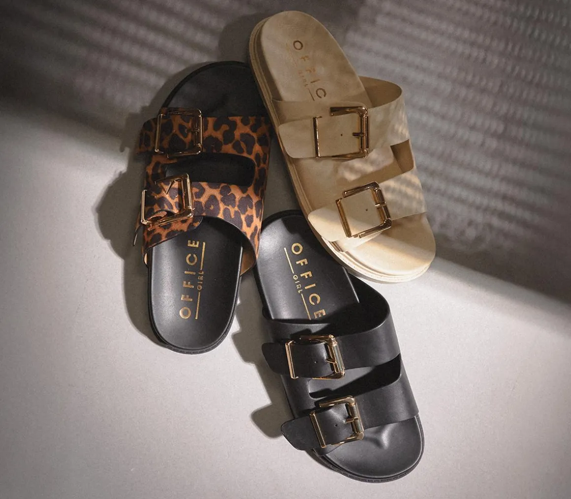 Shae Double Buckle Footbed Sliders