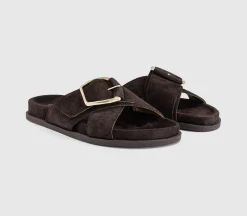 Sia Cross Over Buckle Footbed Sliders