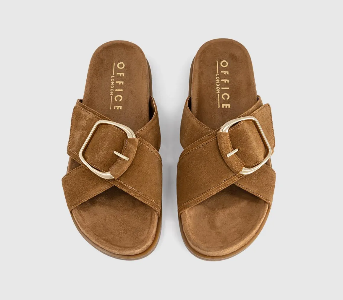 Sia Cross Over Buckle Footbed Sliders