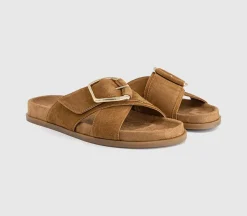 Sia Cross Over Buckle Footbed Sliders