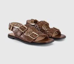 Sienna Laser Cut Buckle Detail Sandals