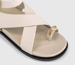 Skye Metal Trim Toe Loop Ankle Strap Footbed Sandals