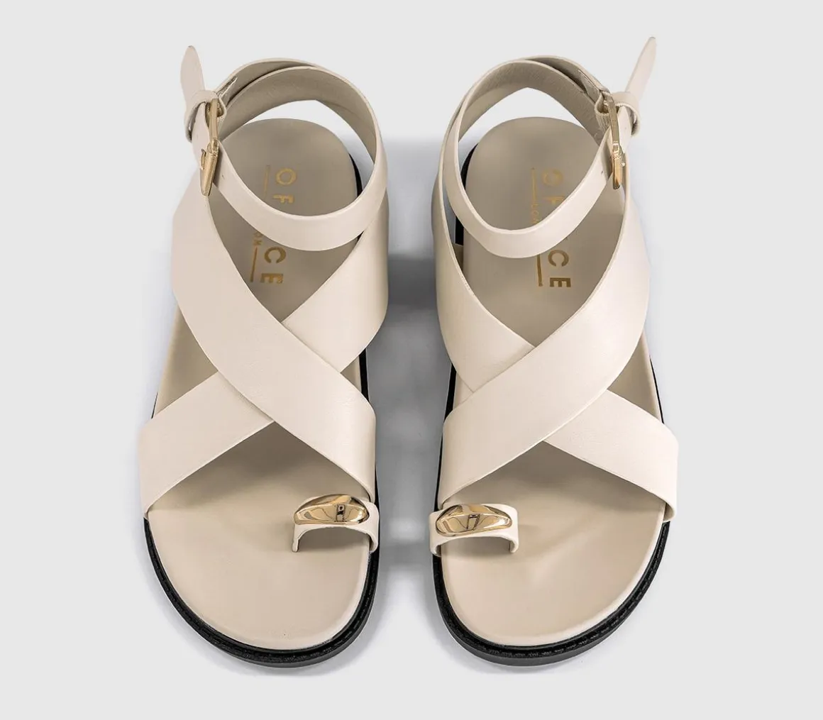 Skye Metal Trim Toe Loop Ankle Strap Footbed Sandals