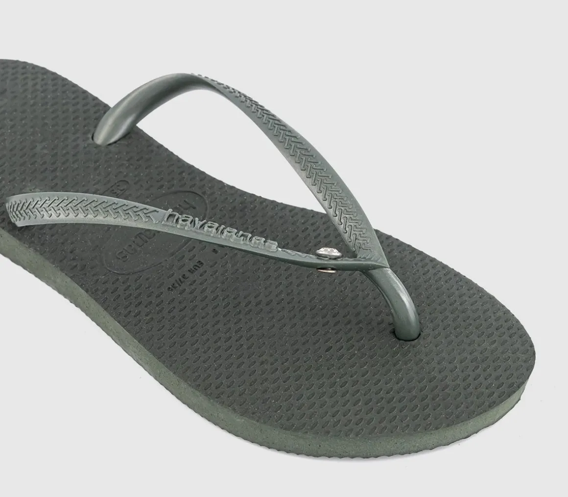 Slim Crystal Flip Flops