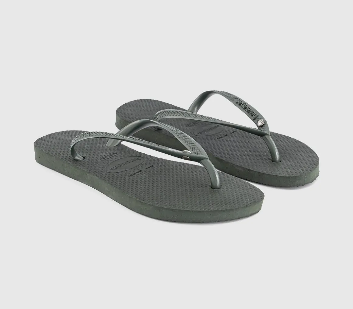 Slim Crystal Flip Flops