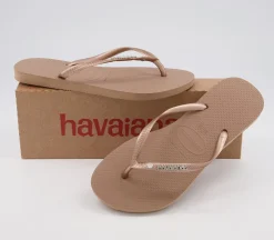 Slim Metal Crystal Logo Flip Flops