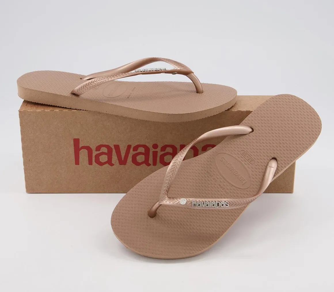 Slim Metal Crystal Logo Flip Flops