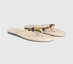 Soleil Beaded Toe Post Sandals