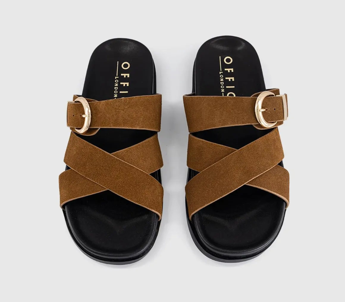 Stella Cross Strap Buckle Detail Footbed Sliders