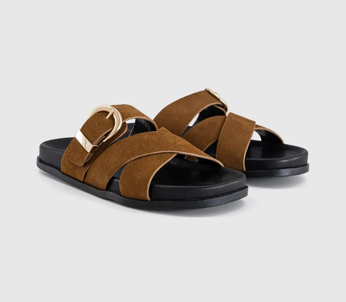 Stella Cross Strap Buckle Detail Footbed Sliders