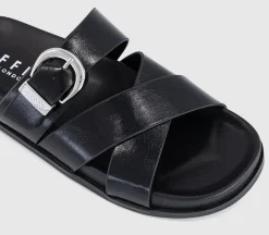 Stella Cross Strap Buckle Detail Footbed Sliders