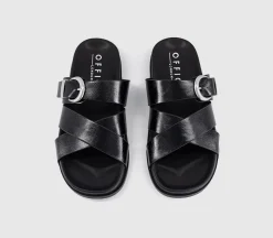 Stella Cross Strap Buckle Detail Footbed Sliders