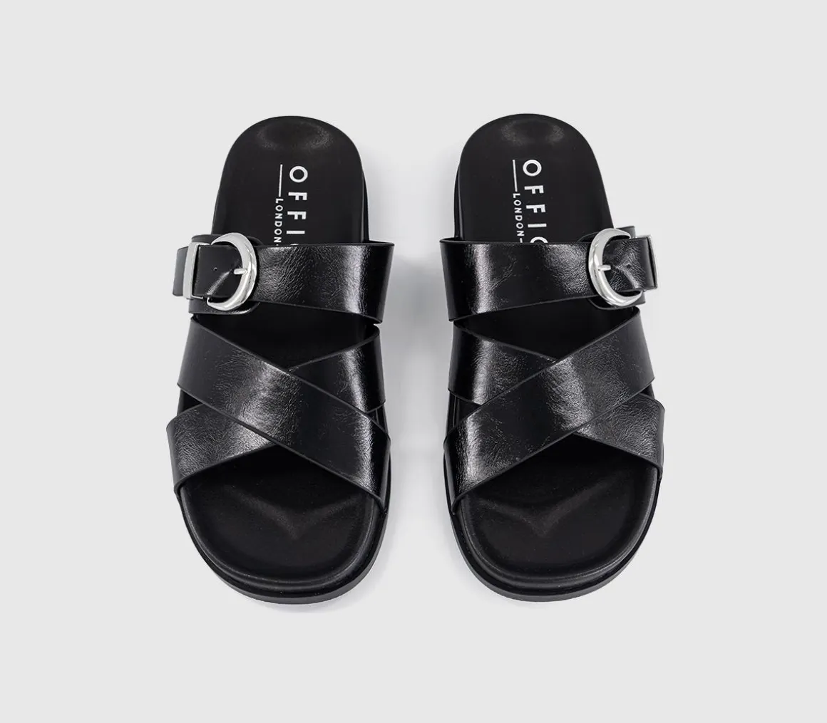 Stella Cross Strap Buckle Detail Footbed Sliders