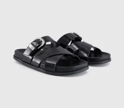 Stella Cross Strap Buckle Detail Footbed Sliders