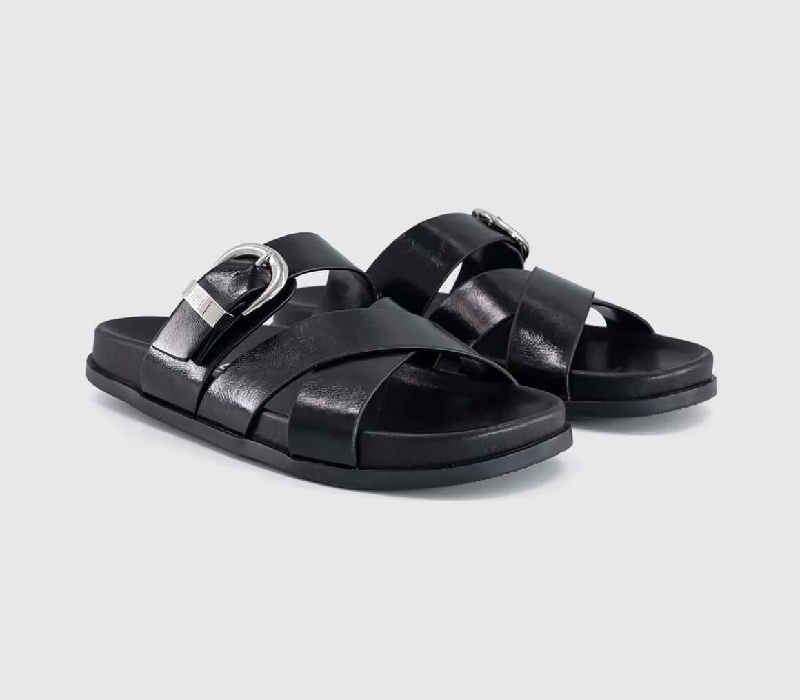 Stella Cross Strap Buckle Detail Footbed Sliders