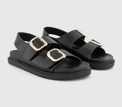 Sunny Double Buckle Strap Slingback Footbed Sandals